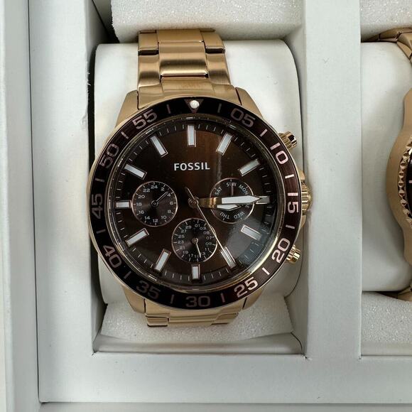 NWT Fossil His and Hers Multifunction Rose Gold-Tone Stainless Steel BQ2827SET - Picture 5 of 15